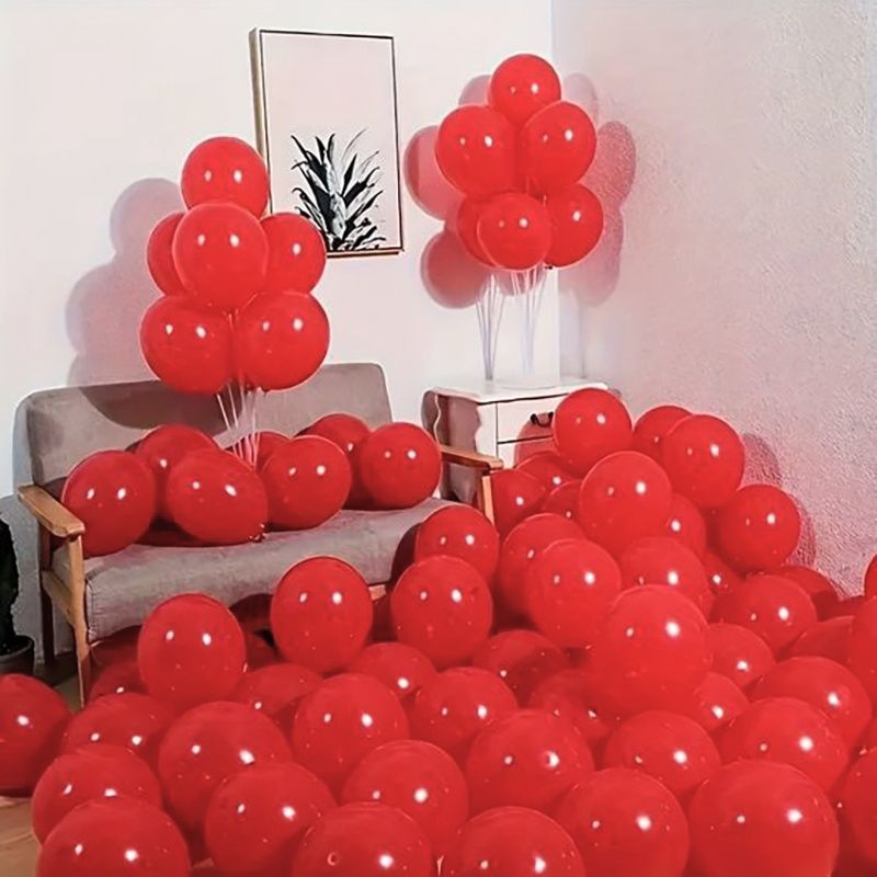 Кулька повітряна латексна 30 см (100) червоний, матовий, IDEA7-DL-003 841069 фото