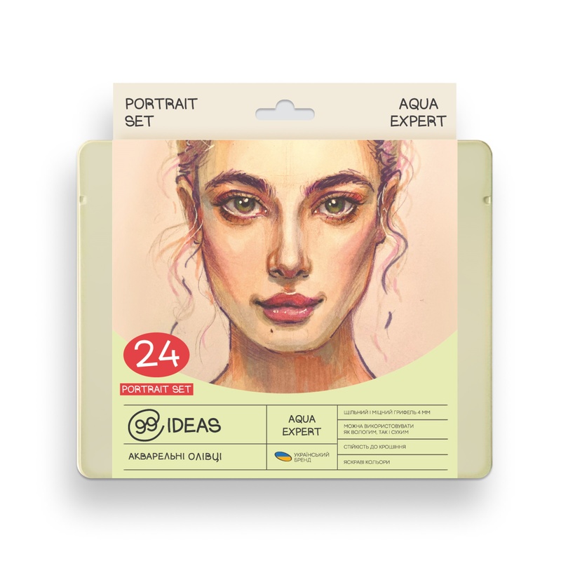 Набір олівців акварельних 99IDEAS "Aqua Expert" 24  кол., Portrait Set, метал. коробка, 99AE-24PORT 802924 фото