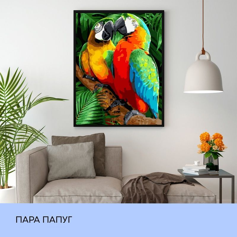 Набір для розпису по номерах "Пара папуг" 40*50 см, IDEA2-GX40056, ТМ "99IDEAS" 839097 фото
