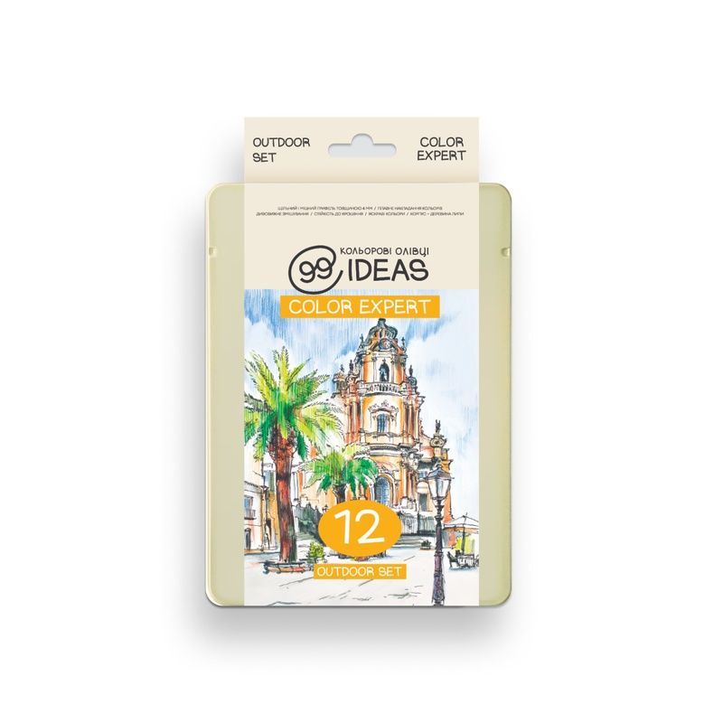 Набір олівців кольорових 99IDEAS "Color Expert"&nbsp;12 кольорів, Outdoor Set, металева коробка, 99CE-12OUT 803002 фото